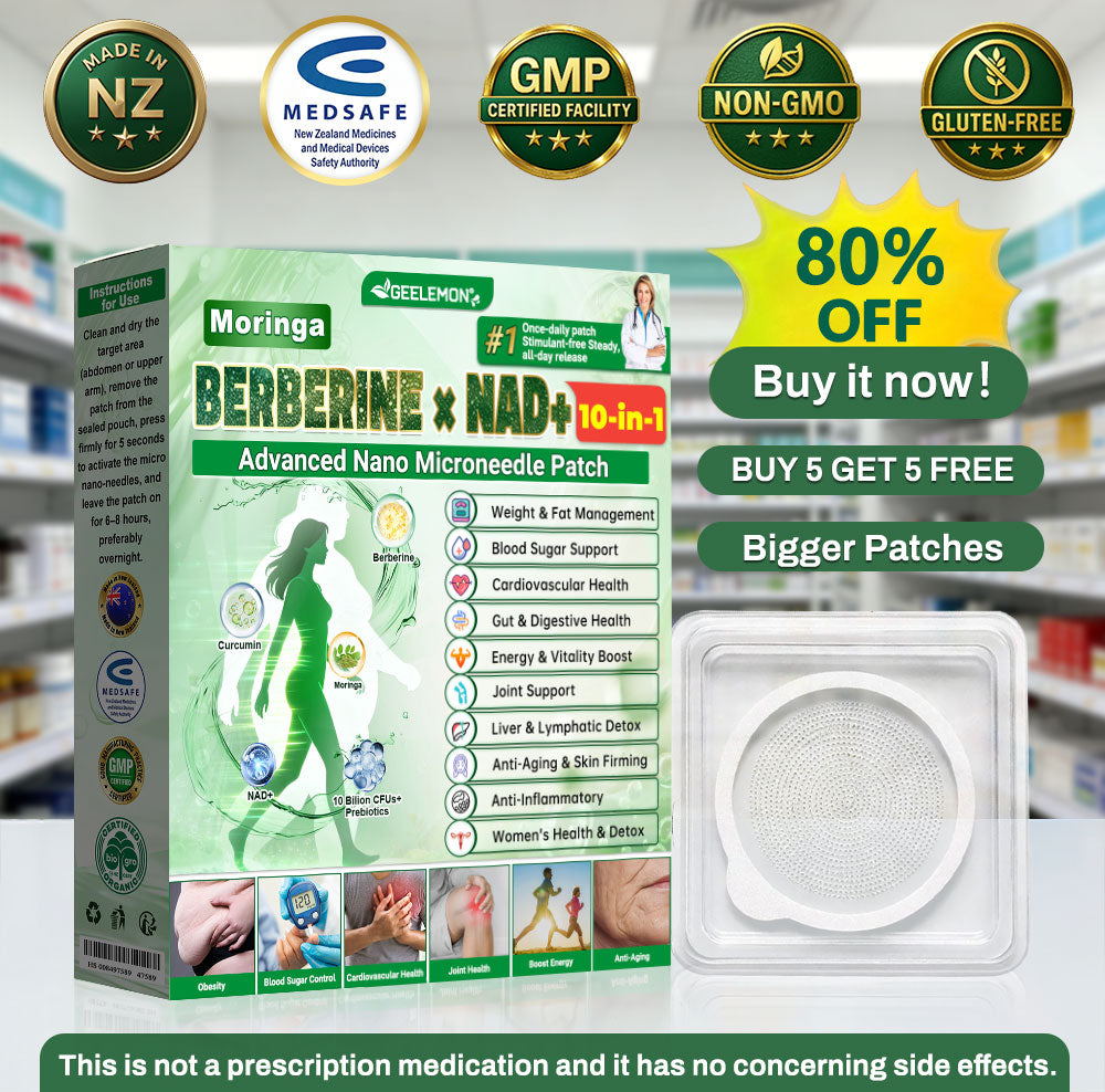 𝑮𝒆𝒆𝑳𝒆𝒎𝒐𝒏® 𝑴𝒐𝒓𝒊𝒏𝒈𝒂 · 𝑩𝒆𝒓𝒃𝒆𝒓𝒊𝒏𝒆 × 𝑵𝑨𝑫+ 10-𝒊𝒏-1 𝑨𝒅𝒗𝒂𝒏𝒄𝒆𝒅 𝑵𝒂𝒏𝒐 𝑴𝒊𝒄𝒓𝒐𝒏𝒆𝒆𝒅𝒍𝒆 𝑷𝒂𝒕𝒄𝒉(Just once a day, visible changes in 7 days) For obesity, cardiovascular health, diabetes, sleep apnea, thyroid gland, intestinal health, joint problems and more