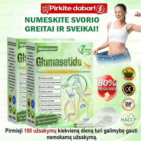 Rekomenduojama Santaros klinikų · 👩‍⚕️ Oficiali „Eurovaistinė“ vaistinė🎁 𝐆𝐞𝑒𝐿𝑒𝐦𝐨𝐧® 𝐆𝐥𝐮𝐦𝐚𝐬𝐞𝐭𝐢𝐝𝐞 8 viename Liekninantis ir sveikatinantis nano pleistras su mikroadatomis 🇱🇹 (Tik kartą per dieną, matomi pokyčiai jau per 7 dienas)  ✅