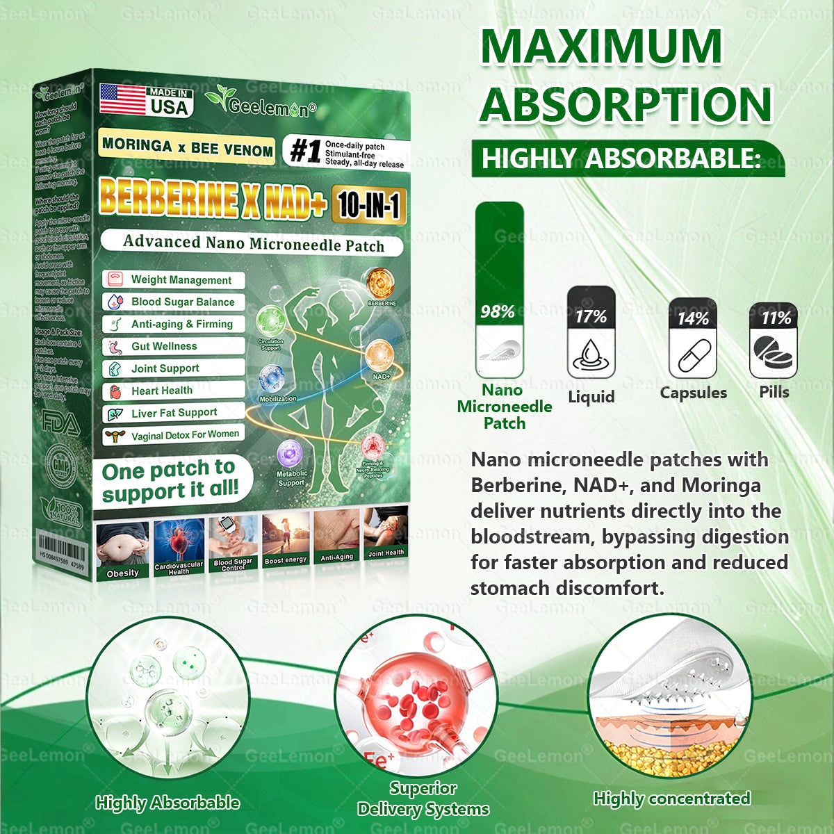 𝐎𝐟𝐟𝐢𝐜𝐢𝐚𝐥 𝐍𝐙 𝐒𝐭𝐨𝐫𝐞 🇳🇿 | 🧑‍⚕️🩺 𝐆𝐞𝐞𝐋𝐞𝐦𝐨𝐧® Moringa · Berberine × NAD+ 𝟏𝟎-𝐢𝐧-𝟏 𝐀𝐝𝐯𝐚𝐧𝐜𝐞𝐝 𝐍𝐚𝐧𝐨 𝐌𝐢𝐜𝐫𝐨𝐧𝐞𝐞𝐝𝐥𝐞 𝐏𝐚𝐭𝐜𝐡 — 𝐎𝐧𝐜𝐞 𝐃𝐚𝐢𝐥𝐲, 𝐕𝐢𝐬𝐢𝐛𝐥𝐞 𝐑𝐞𝐬𝐮𝐥𝐭𝐬 𝐢𝐧 𝟕 𝐃𝐚𝐲𝐬